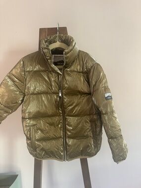 Sometime Soon- metallicOlive Green Puffer Jacket